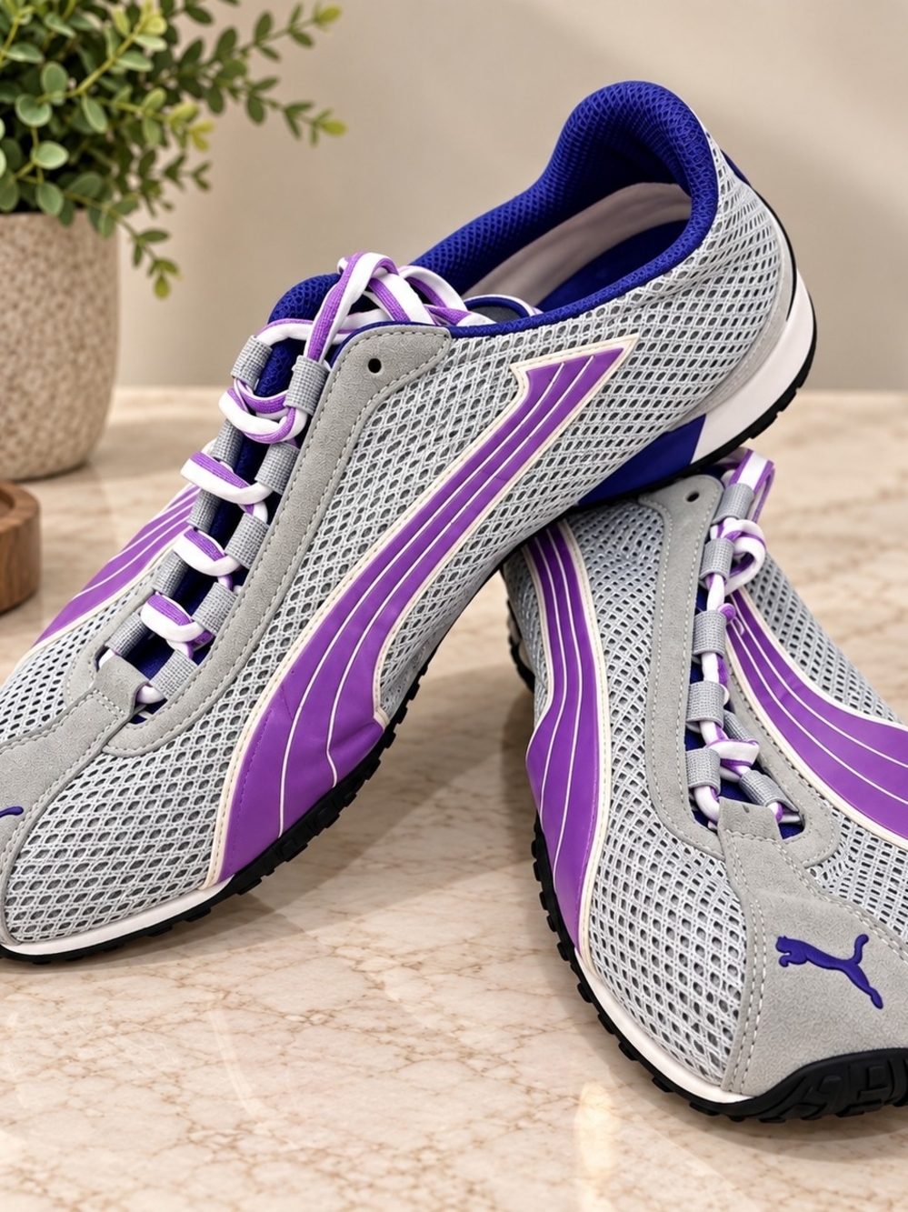 Puma Women’s Gray and Purple Mesh Athletic Shoes